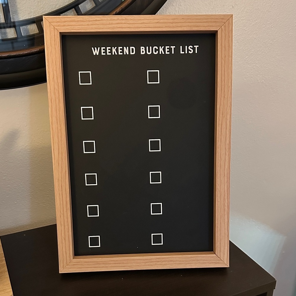LIMITED TIME $5 ITEM!! Black and Brown Weekend Bucket List Board